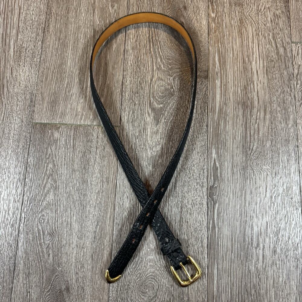 Genuine Black Sharkskin Leather Belt 38 Deerhide Lined